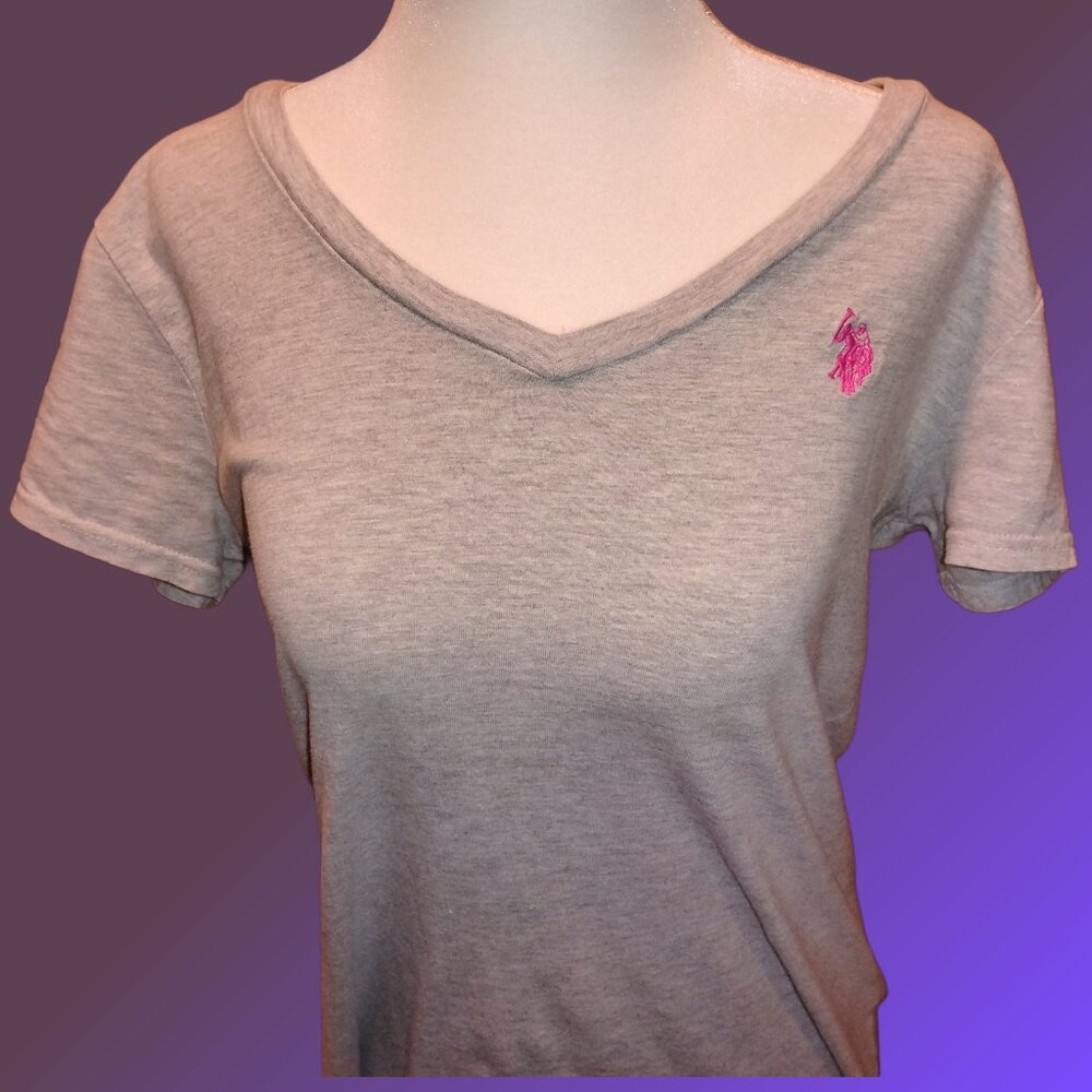 Women's U.S. Polo Gray V-neck Pajama Shirt Size M